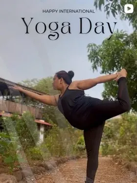 AadiVed instructor in a standing balance pose outdoors
